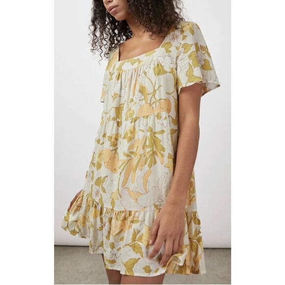 Rails NWT Valentina citrus floral tiered dress large $188 - Picture 2 of 12